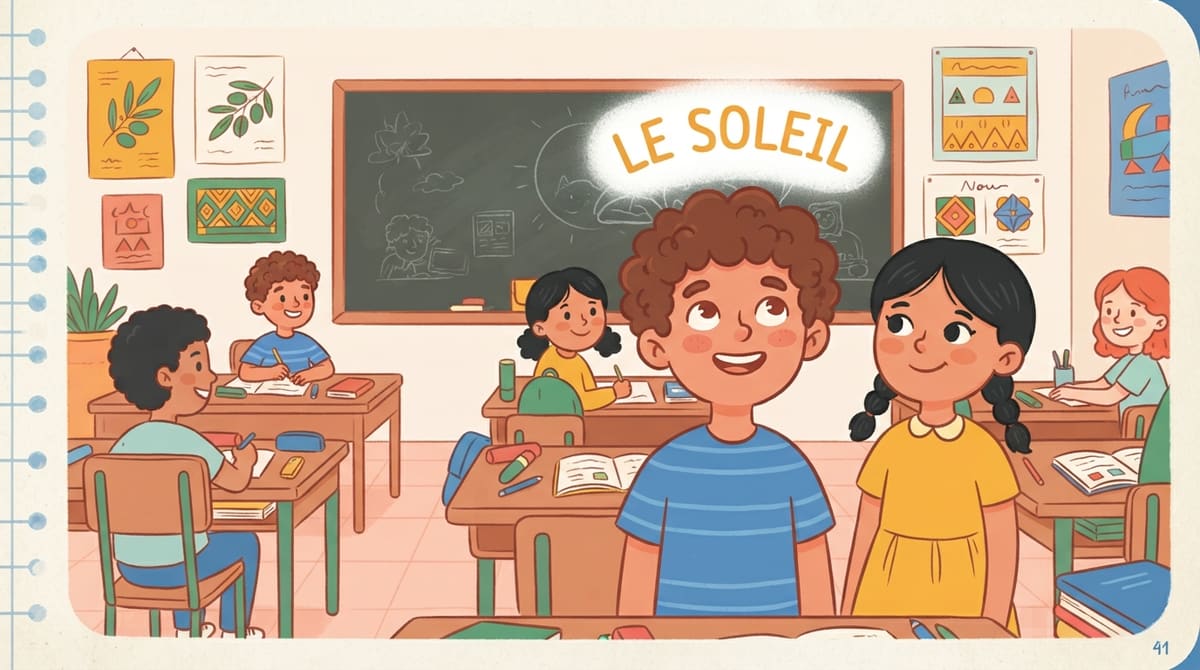 Yassine sourit, les yeux à nouveau ouverts, le mot illustré flottant désormais net et lumineux au-dessus de lui.