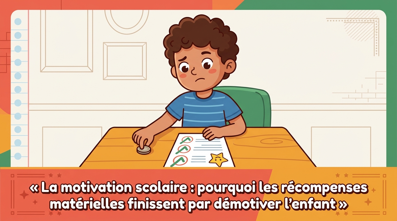 Yassine, un peu boudeur, pose une pièce de monnaie sur la table en regardant sa copie notée, peu enthousiaste malgré une bonne note.
