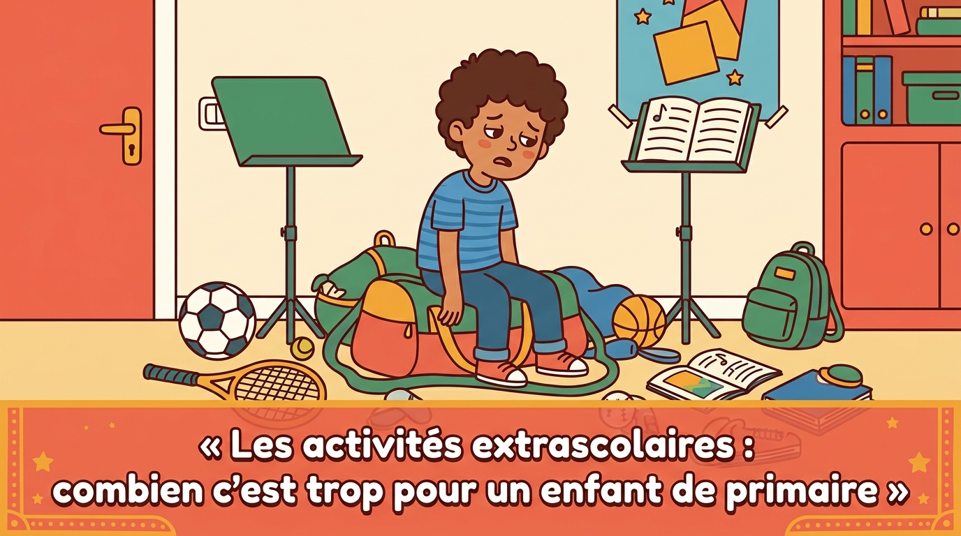Yassine, épuisé, s'assoit sur son sac de sport avec plusieurs équipements pour diverses activités posés autour de lui.