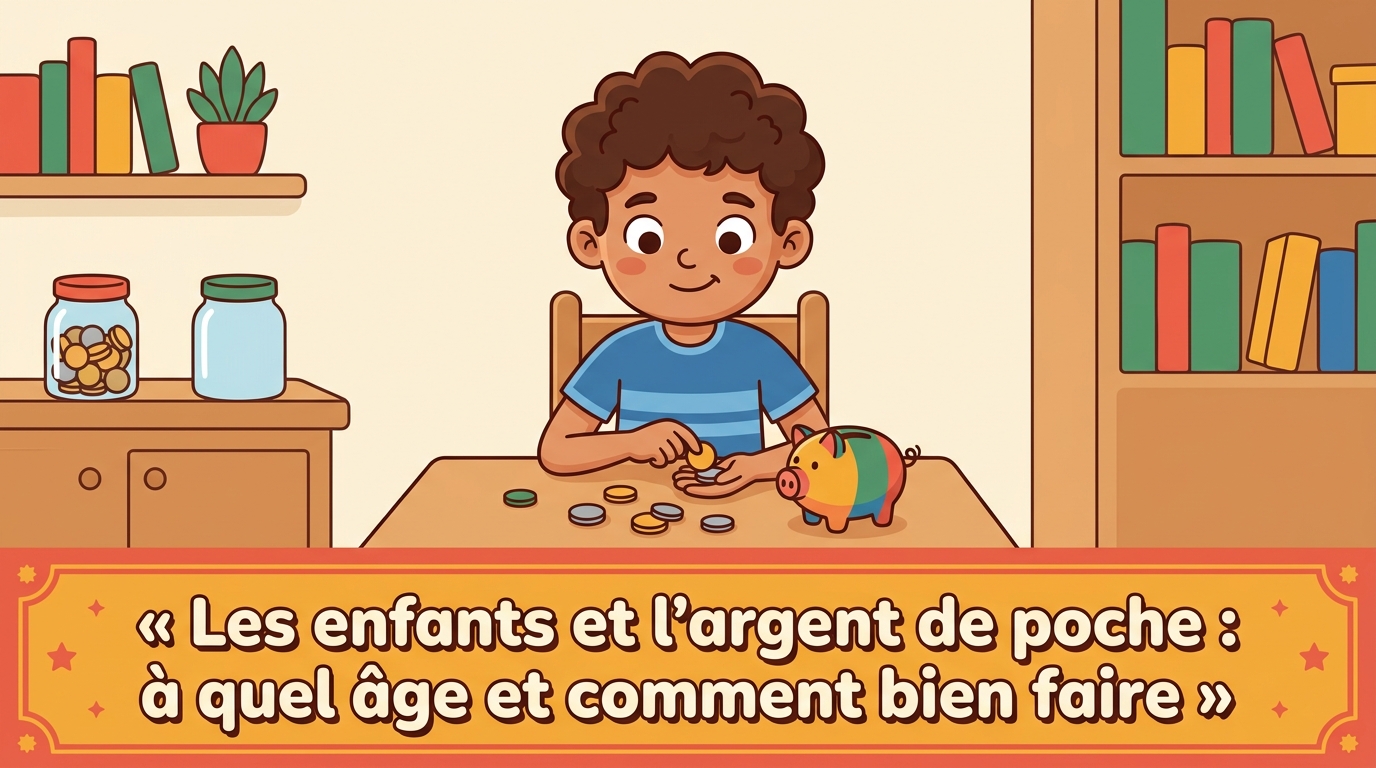 Yassine, assis à une table, compte des pièces de monnaie dans une petite tirelire colorée, concentré et fier.